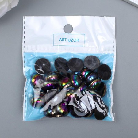 Decor for creativity Plastic "Half -Pesterpower Black holography" set 40 pcs 1.4x1.4x0.4 cm-2