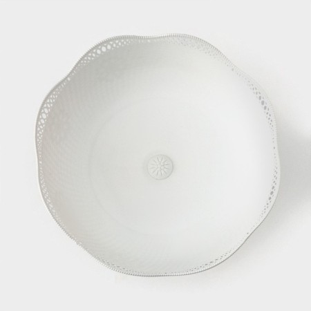 Vase for bread and fruits on the leg, 26 × 17 cm, white color-4