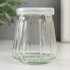 Bank for candles glass with a ribbed lid is a transparent 100 ml 6.5x6.5x7 cm