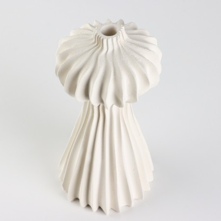 Vase for flowers is decorative, white, handmade, 10 cm x 10 cm x 19 cm.-1