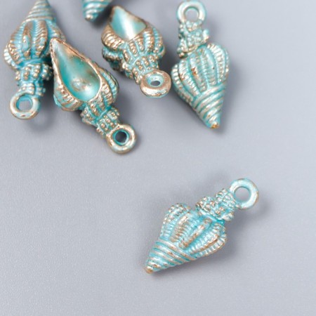 Decor for creativity metal, enamel "Sea sink" blue with gold 1x2 cm-1