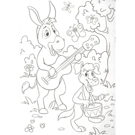 Coloring "Bremen musicians", A5-2