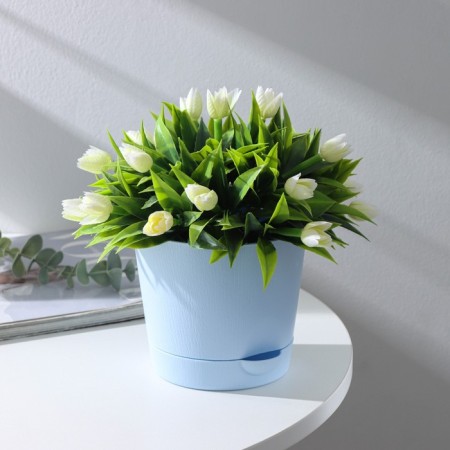 Pot for flowers with basal watering “Alliance”, 1 L, D = 13 cm, h = 12 cm, blue color