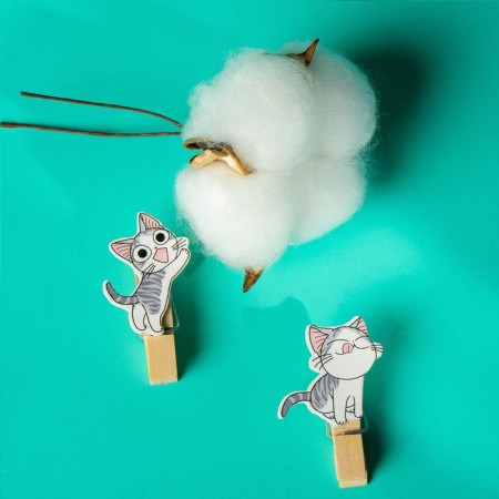 Set for photos and decor "kittens", in a set of clothespins 10 pcs., Rope 100 cm-4