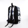 A backpack with a zipper, 3 outer pockets, black/blue/beige color