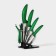 Kitchen kit on the stand “bend”, 5 objects: 4 knife, 7.5 cm, 10 cm, 13 cm, 15 cm, vegetable cleaning, green color