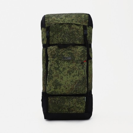 Tourist backpack, Huntsman, 60 liters, shine, 3 external pockets, khaki color