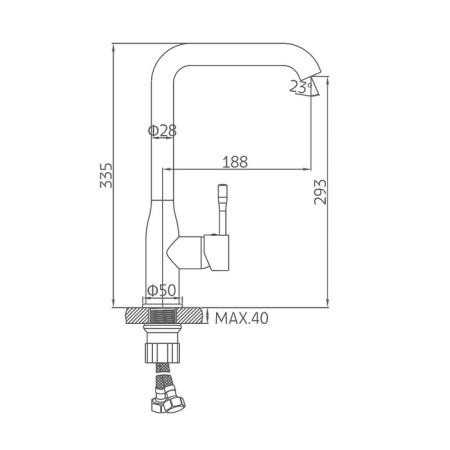 ACCOONA A4490-3 kitchen mixer, single-leaf, high spout, brass, chrome-6