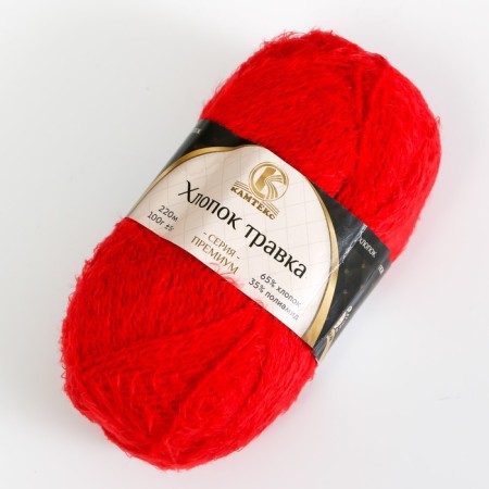 Yarn "cotton grass" 65% cotton 35% polyamide 220m/100g (046 red)-1