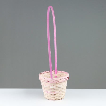 Wicker basket (bamboo), 18 x 15 x 50 cm, white-pink-1