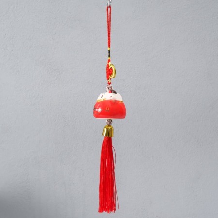 Suspension Ceramics "Mani-Neko with a knot of happiness" red 5x5x36 cm-2