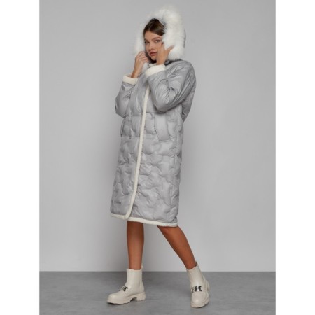 Coat insulated winter female, size 46, color light gray-5