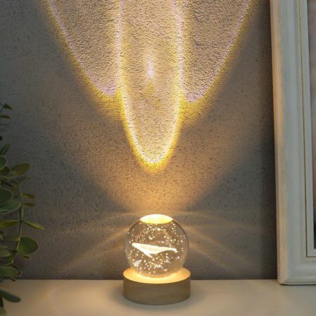 Souvenir glass backlight "Kit" d = 6 cm stand wood, usb 6.5x6.5x7.5 cm