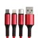 Cable keychain 3 in 1, microUSB/type -C/Lightning - USB, 2.4 A, red