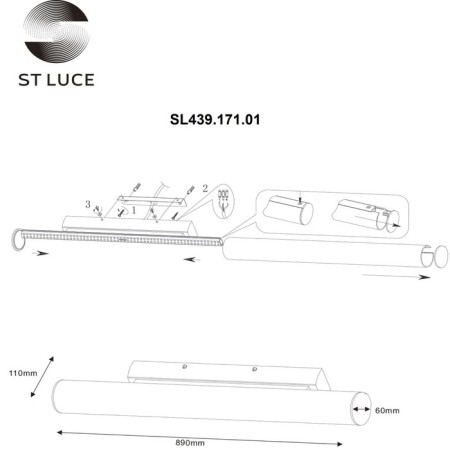 Wall lamp ST LUCE. SL439.171.01. 1x30 W, LED, 3000K, 2800 LM, 89x6 cm, chromium color-3