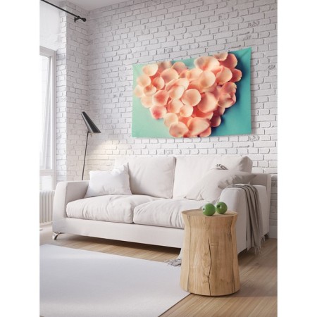 Decorative panel with photo printing "Heart of petals", horizontal, size 100x150 cm