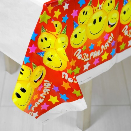 The single tablecloth "Congratulations", Smiles, Red, 180*137 cm-2
