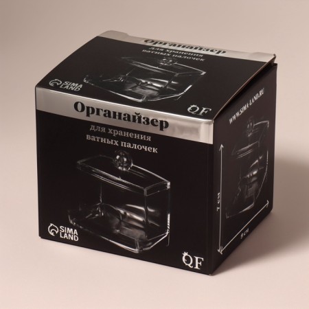 Organizer for storing cotton sticks, with a lid, 9 × 7 × 10 cm, in a cardboard box, the color is transparent-6