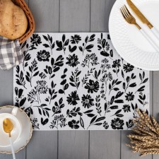 Ethel Napkin Flowers Black 30x45 cm View 2, 100% PE, 370 g/m2
