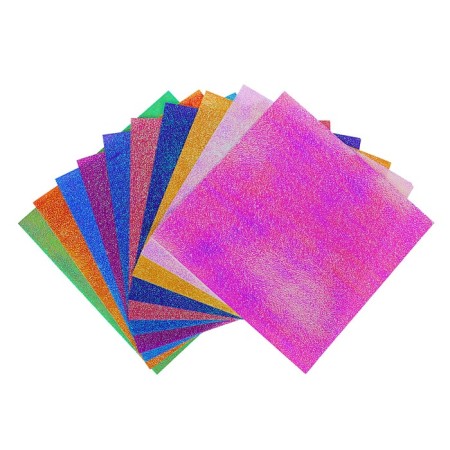Colored paper Mazari, 150 x 150 mm, 10 sheets, 10 colors, sparkling, plain-1