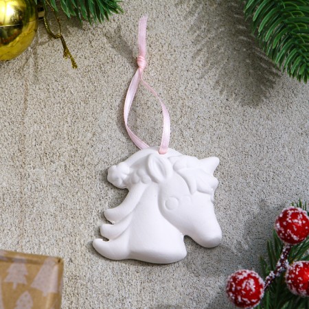 A set of Christmas tree decorations for coloring 4 pcs. "Unicorns" with a suspension, brush-1