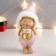 Souvenir Polystone "Baby-Angel in a pink, with a golden heart" 18x6.5x5 cm