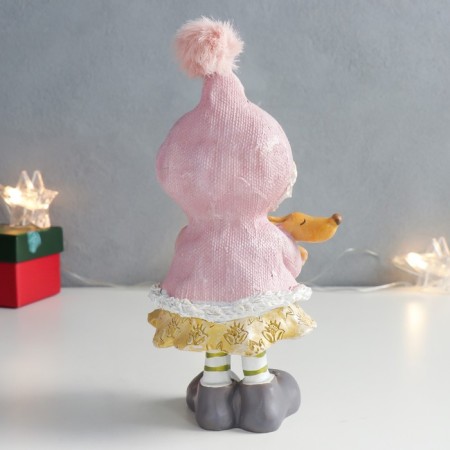Souvenir Polystone "Girl in a pink jacket with a dog in her hands" 9.5x8.5x19.5 cm-2