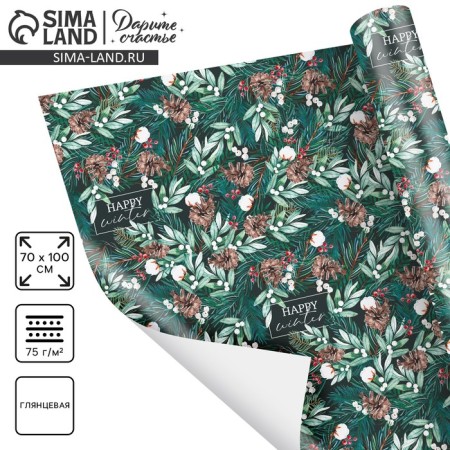 Paper Glossy Paper "Winter Cotton", 70 x 100 cm, New Year