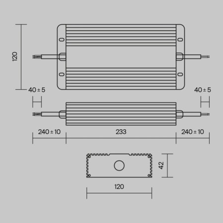 Technical PSL008-400W-48V-IP67 Power Supply Magnetic, 235x120x45 mm, 400W, silver color, silver power supply-5
