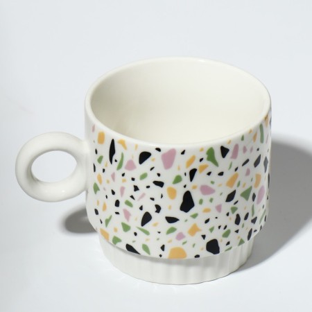 Ceramic "stone" mug, 250 ml, white color-2