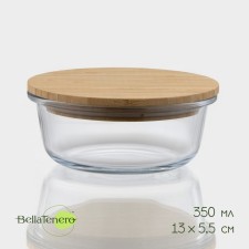 A container of heat -resistant glass with a bamboo cover Bellatenero 