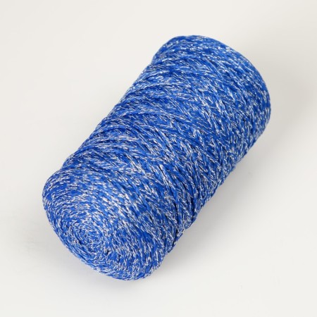 Knitting cord 100% polyester with a lurex 1 mm cylinder, 75 ± 10g, 200m, 20-blue+silver-1