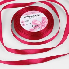 Satin tape, 10 mm × 23 ± 1 m, raspberry color No. 72