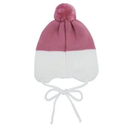 A cap on ties with a pompom Children's Amarobaby Pure Love Wind, with a lining, size 38-40 cm, pink color-5