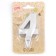 Candle in the Cake "Fine", number "4", silver metallic, 6.5 cm