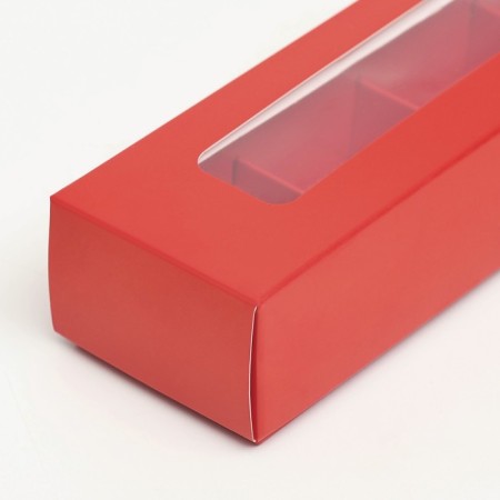 Folding box for 5 sweets, 22 x 5.5 x 3.5 cm, red-2