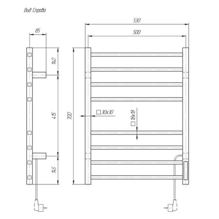 Electric towel Domoterm Tbox 109-S P8, ​​500x700 mm, right, chrome-4