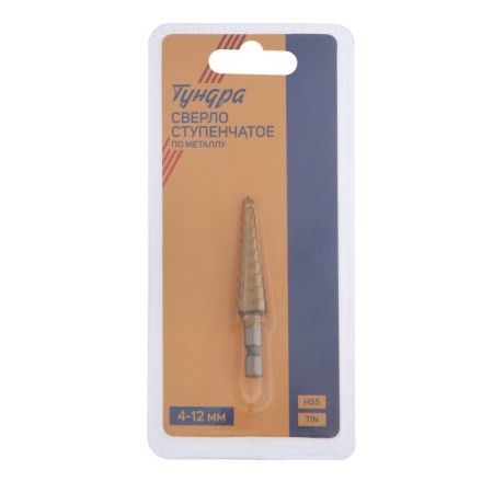 Drill step tundra, HSS, tin, hexagonal shank, 4-12 mm-3