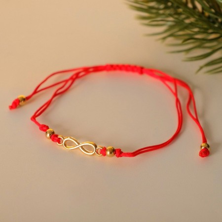 Bracelet "New Year" infinity, red color with gold