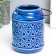 Ceramics candlestick for 1 candle "Lantern. Rombs" Blue 9x9x12 cm