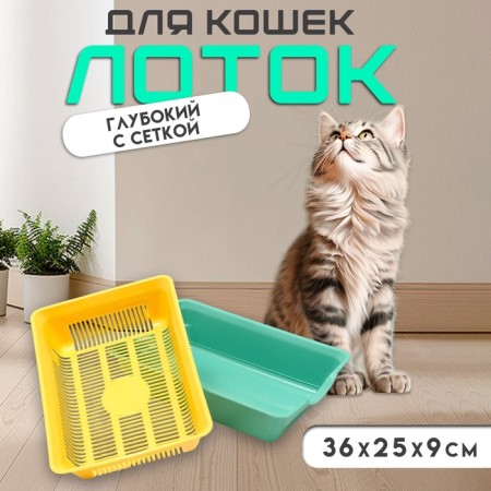 Deep toilet with a mesh of 36 x 25 x 9 cm, yellow/bright green