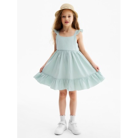 Sarafan for Minaku girl, mint color, height 104 cm-1