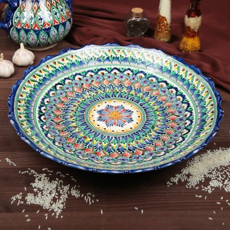 Largan Rishtan ceramics "Patterns", 42 cm, blue, corrugated-3