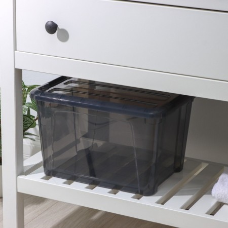 Storage container with a KIP lid, 15.5 l, 37.5 × 28.5 × 23 cm, black color is transparent