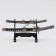 Suv. Product Katana-Mini 2B1 on a stand, black scabbard with white rhombuses 16/20cm mix