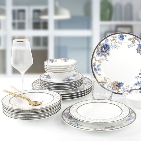 Arya Home Elegant Flora dishes, 24 objects, white color