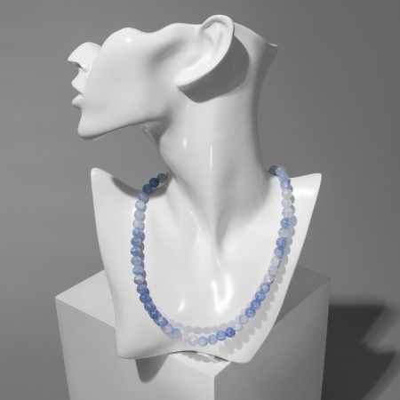 Beads "Joy" color white and blue, beads No. 8, 40 cm-1