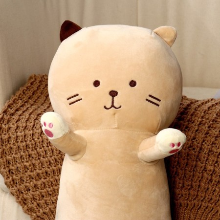 Soft toy-podushka "Cat-striped", 65 cm, beige color-1