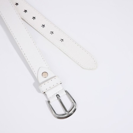 Children's belt, width 2.3 cm, screw, buckle metal, white color-1