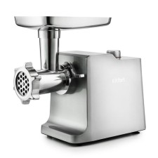 Electric meat grinder KitFort KT-2108, 1800 watts, 1.4 kg/min, 5 nozzles, reverse, silver